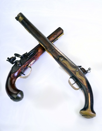 French and English flintlock pistol made around 1800 