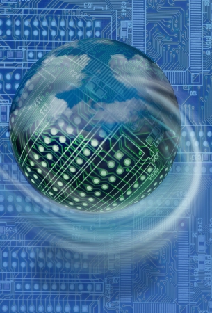 High tech circuit board ball の写真素材