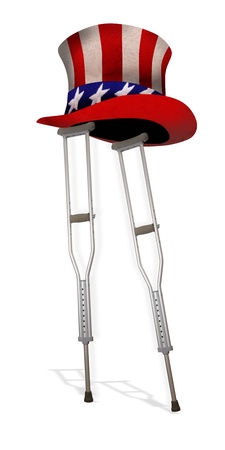 American Healthcare on Crutches の写真素材