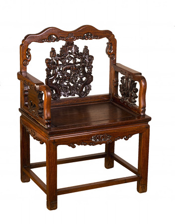 Antique Hung-Mu Chinese chair made in the early 1800's.の写真素材