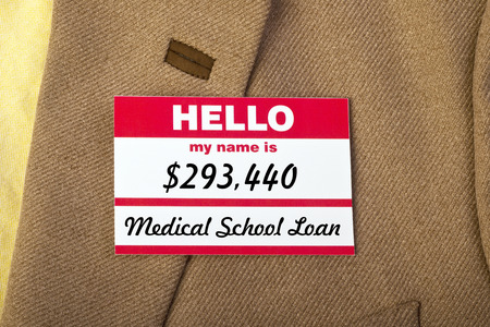  Medical School student loan name badge on jacket.の写真素材
