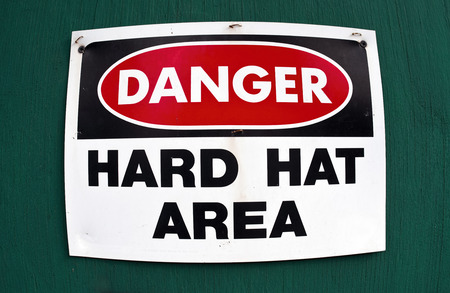 Danger hard hat area sign.の写真素材