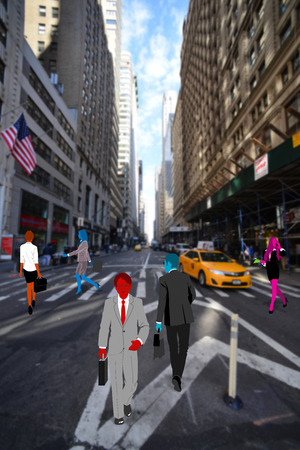 Working and walking in the downtown area.の写真素材