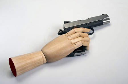 45 Caliber handgun with wooden arm.の写真素材