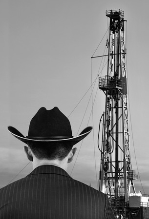 Texas oilman looking at his land prize with room for your type.の写真素材