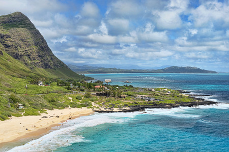 Honolulu,Hawaii big blue ocean vista view.の写真素材