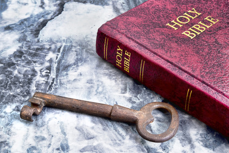 Holy Bible and the old antique key.