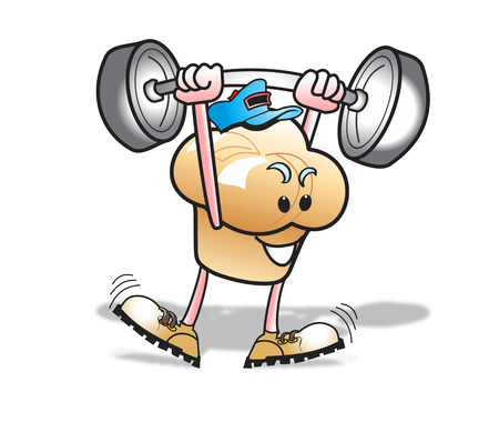 Muffin Man lifting weights for good health.の写真素材