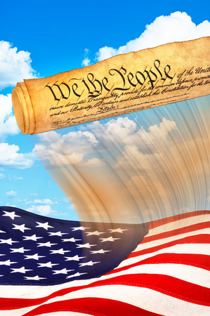 We the People with American flag.の写真素材