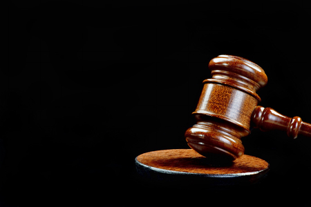 Wooden gavel and justice with room for your type.の写真素材