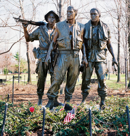 Washington, DC -  Oct,2014 , The Three Soldiers bronze sculpture on the Washington Vietnam Memorial in Washington , DC..のeditorial素材