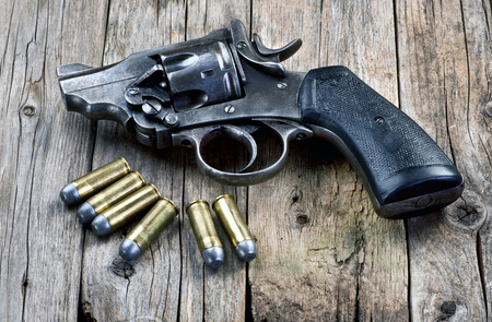 Old Snubnose 45 Pistol with six bullets.