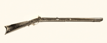 Antique percusion mountain rifle made around 1840-50's with tiger maple wood and double set triggers...