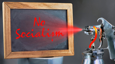 No Socialism spray painting on blackboard.の写真素材