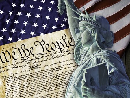 Statue of Liberty of liberty with We the people.