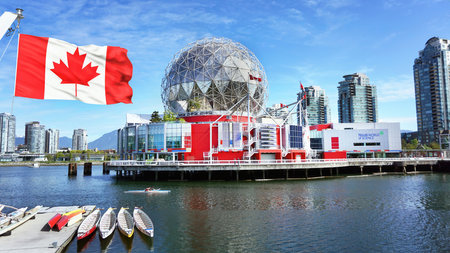 Vancover, British Columbia, Canada - May 7,2019 - Downtown Vancover showing the Telus Science Center sometimes call Science World which was open in 1982.のeditorial素材