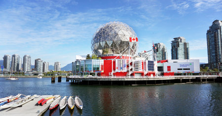 Vancover, British Columbia, Canada - May 7,2019 - Downtown Vancover showing the Telus Science Center sometimes call Science World which was open in 1982.のeditorial素材