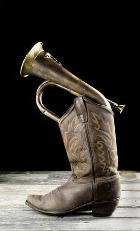 Cowboy bugle with room for your type or message.の写真素材