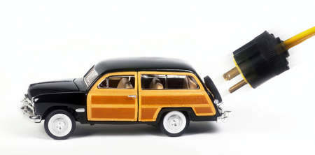 Electric car EV charging with electric plug.の写真素材