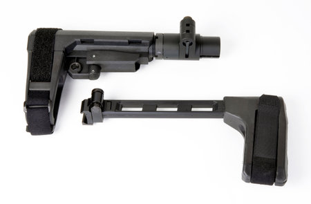 Banned stabilizing pistol braces for pistols.の写真素材