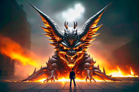 Generative AI image of evil like dragon/demon/devilの素材