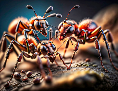 Generative AI image of three ants.の素材