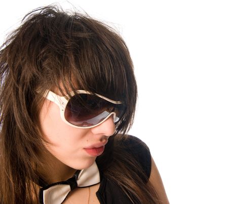 Portrait of a teenage girl on white backgroundの写真素材