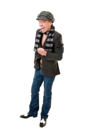 Cool young man with cigarette isolated on white backgroundの写真素材
