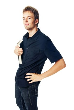 Young man standing isolated on white backgroundの写真素材
