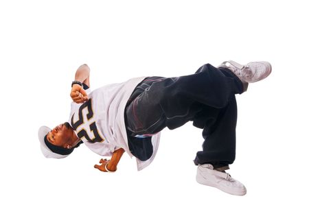 Cool young hip-hop dancer on white backgroundの写真素材