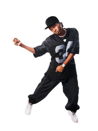 Cool hip-hop man isolated on white backgroundの写真素材