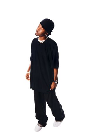 Cool hip-hop youngster isolated on white backgroundの写真素材