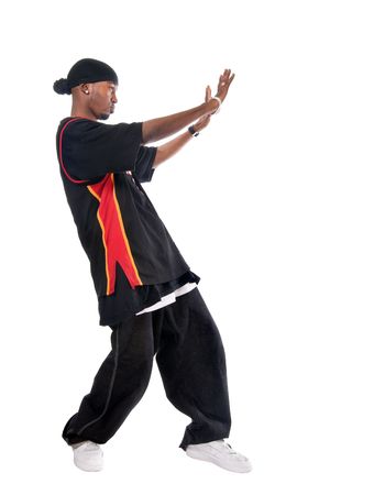 Cool hip-hop youngster isolated on white backgroundの写真素材