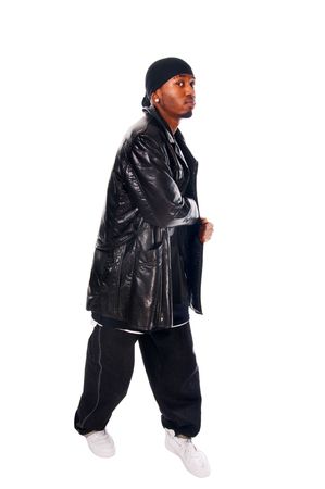 Cool hip-hop youngster isolated on white backgroundの写真素材