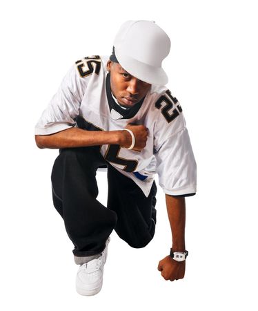 Cool hip-hop young man isolated on whiteの写真素材