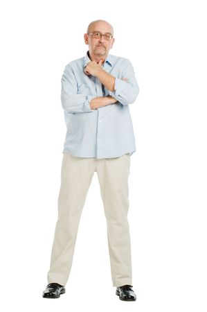 Tall mature man posing on white backgroundの写真素材