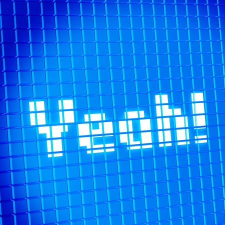 Pixel mesh lcd screen with Yeahの写真素材