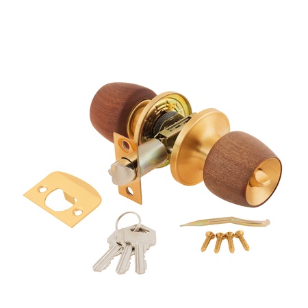 Door Knob assembly on White Backgroundの写真素材