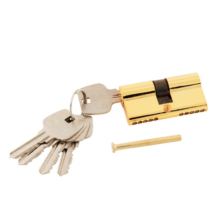 Door lock assembly on White Backgroundの写真素材