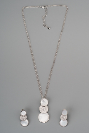 Silver necklace with earringsの写真素材