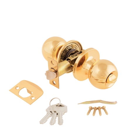 Door Knob assembly on White Backgroundの写真素材