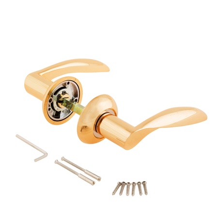 Door Knob assembly on White Backgroundの写真素材