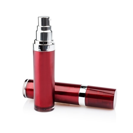 Red cosmetic cansの写真素材