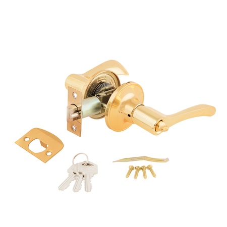 Door Knob assembly on White Backgroundの写真素材