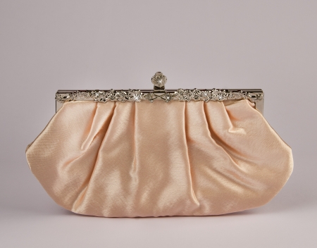 Woman  handbag on gray backgroundの写真素材