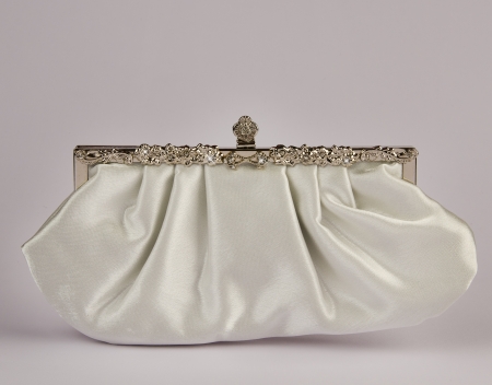 Woman  handbag on gray backgroundの写真素材