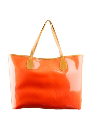 Modern fashionable women handbag isolated on whiteの写真素材