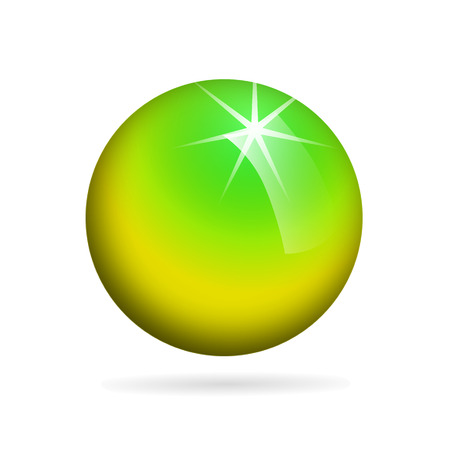 Green yellow glass sphere with highlight. Vector illustrationのイラスト素材