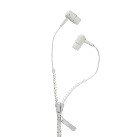 White headphones closeup shot over white backgroundの写真素材