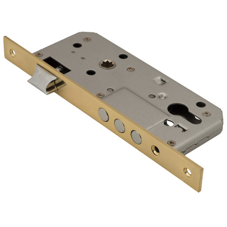 Closeup shot of door lock isolated on whiteの写真素材